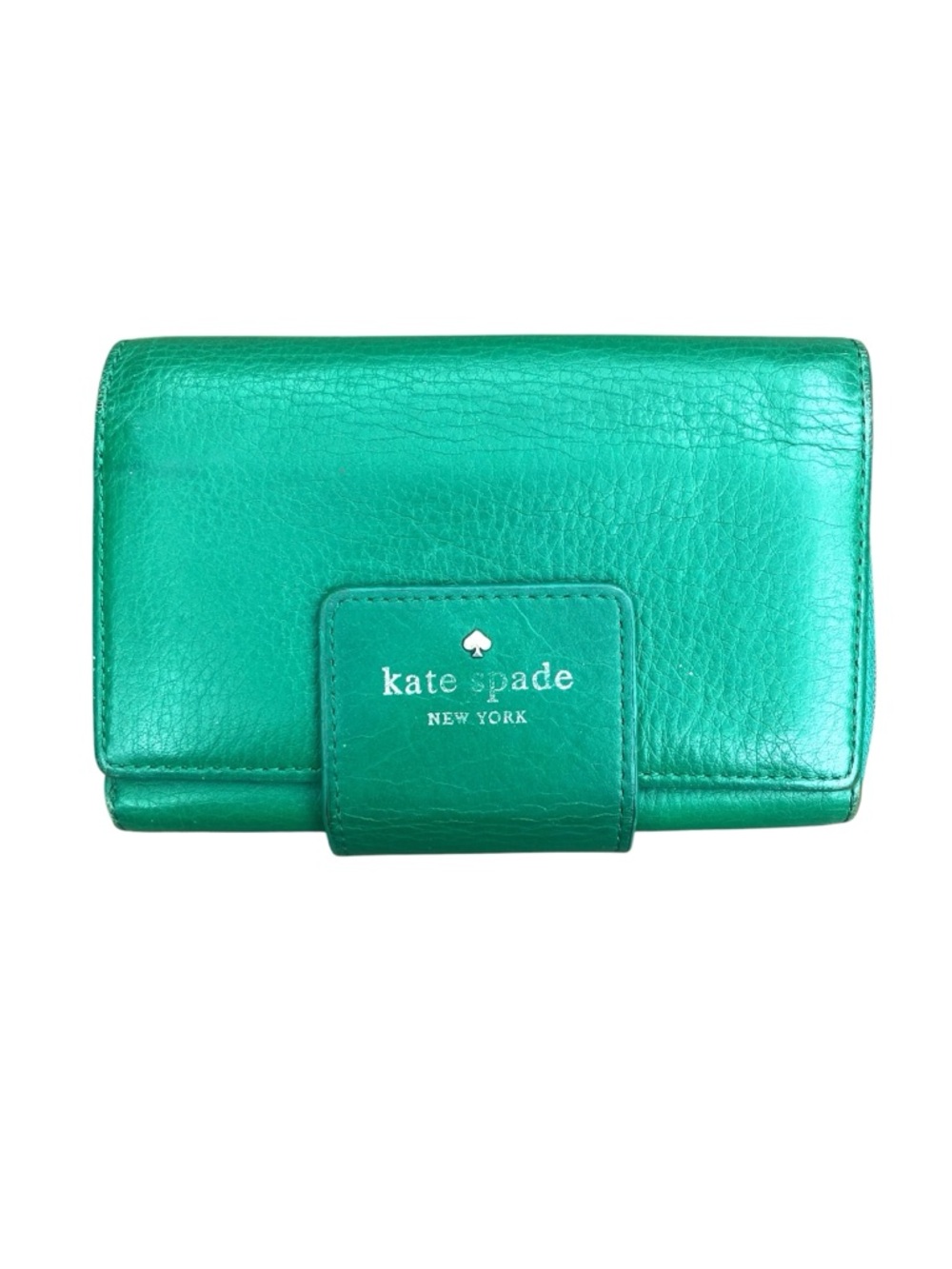 Vibrant Kelly Green Kate Spade Bifold Pebbled Leather Wallet